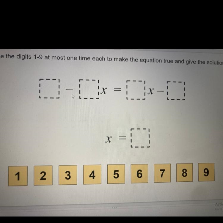 Use the digits 1-9 at lost one time each to make the equation true and give the solution-example-1