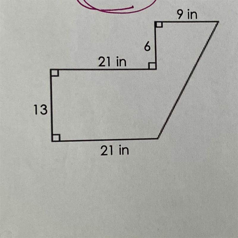 Find the total area of the composite figure below. SHOW ALL WORK.-example-1