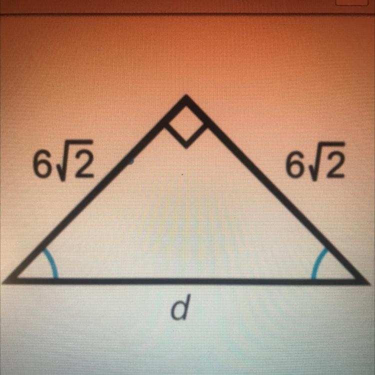 Use the Pythagorean theorem to solve for d. Enter the answer in simplest form. Need-example-1