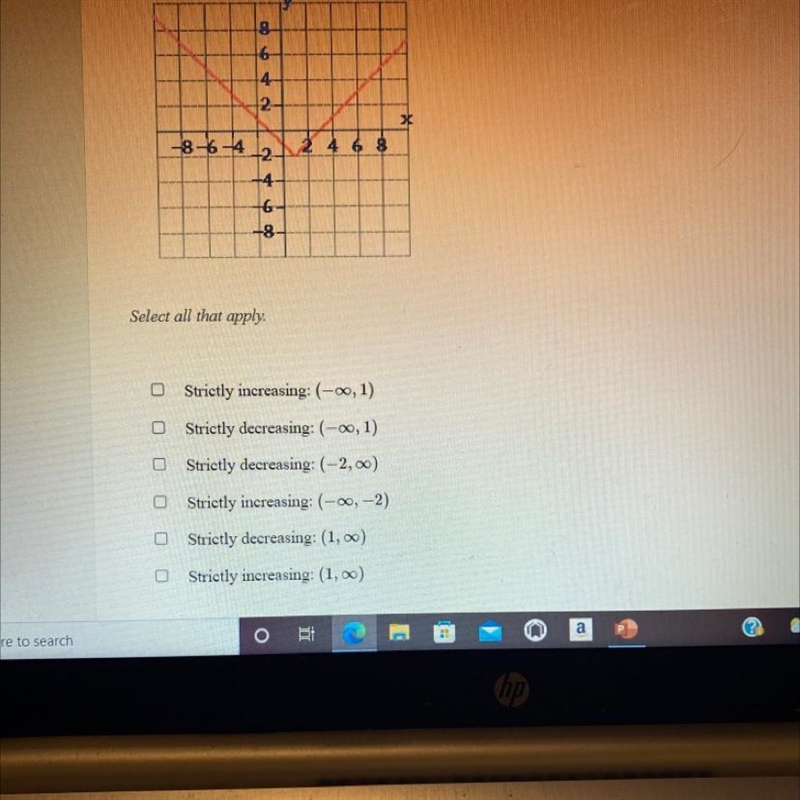 Identify the intervals on which the function is strictly increasing , strictly decreasing-example-1