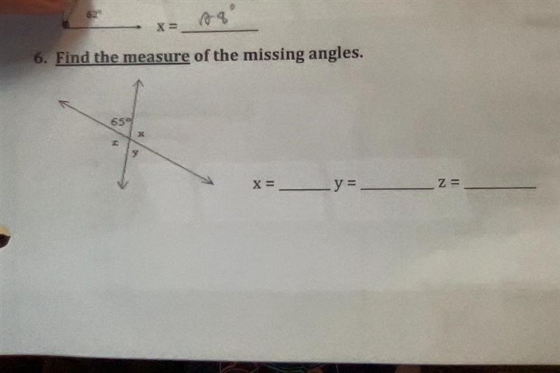 Find the measure of the missing angles-example-1