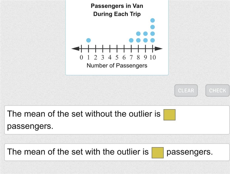 Find the mean of the data set without the outlier. Then, find the mean of the data-example-1