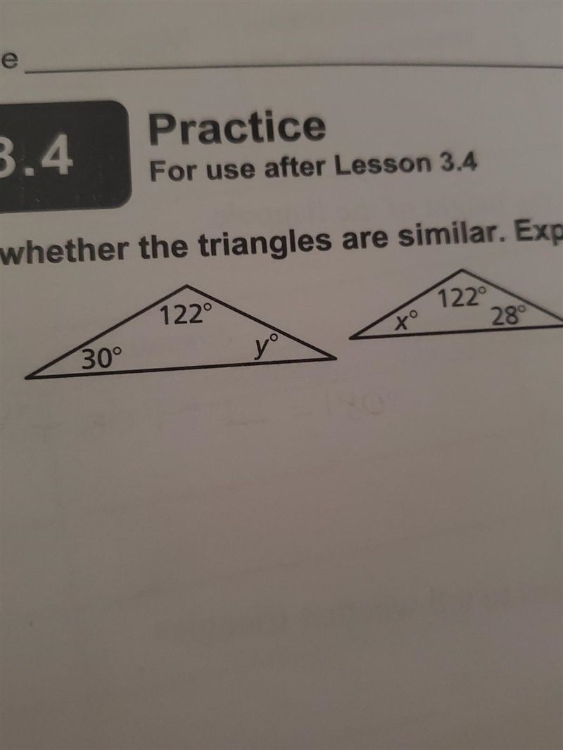 Tell whether the triangles are similar. Explain ​-example-1