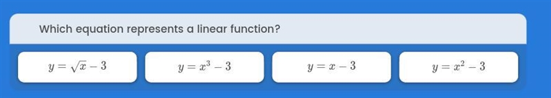 Which equation represents a linear function?-example-1