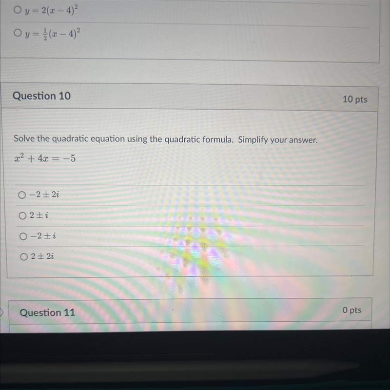 Solve the quadratic equation using the quadratic formula. Simplify your answer.x² + 4x-example-1