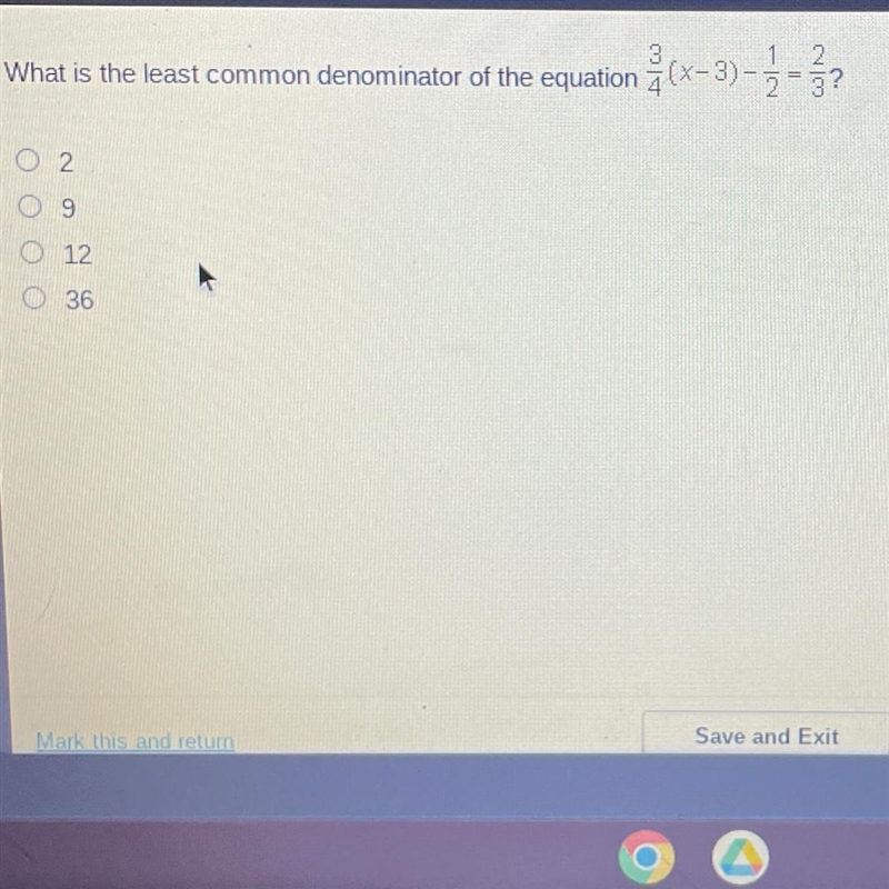 What is the least common denominator of the 02 9 12 O 36 3 2 equation (x-3) --- 3?-example-1