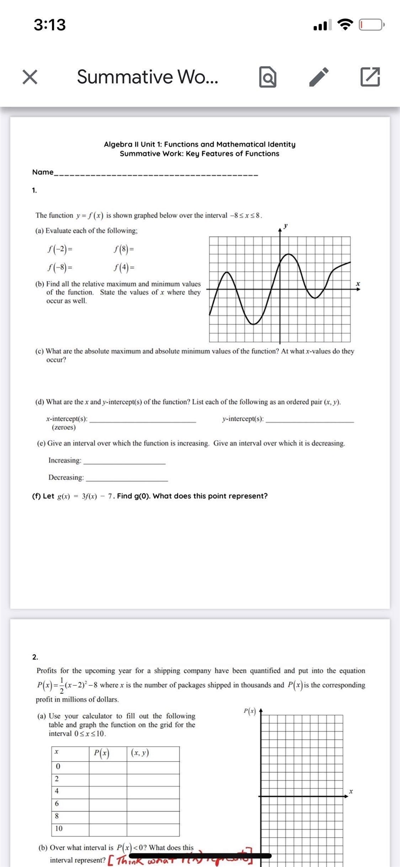 Let g(x) = 3f(x) - 7. Find g(0). What does this point represent?-example-1