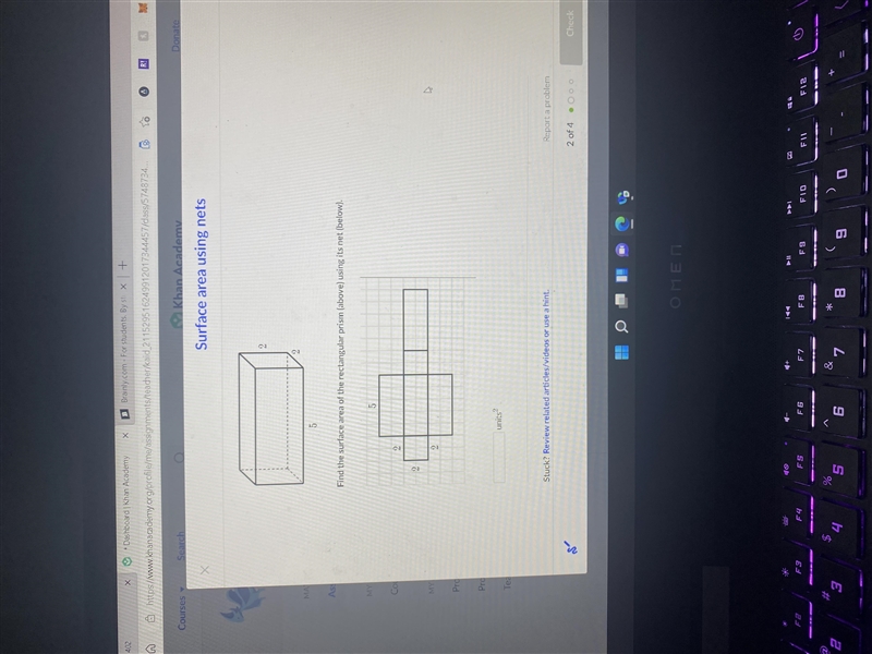 Find the surface area of the rectangle prism (above using its net (below)-example-1