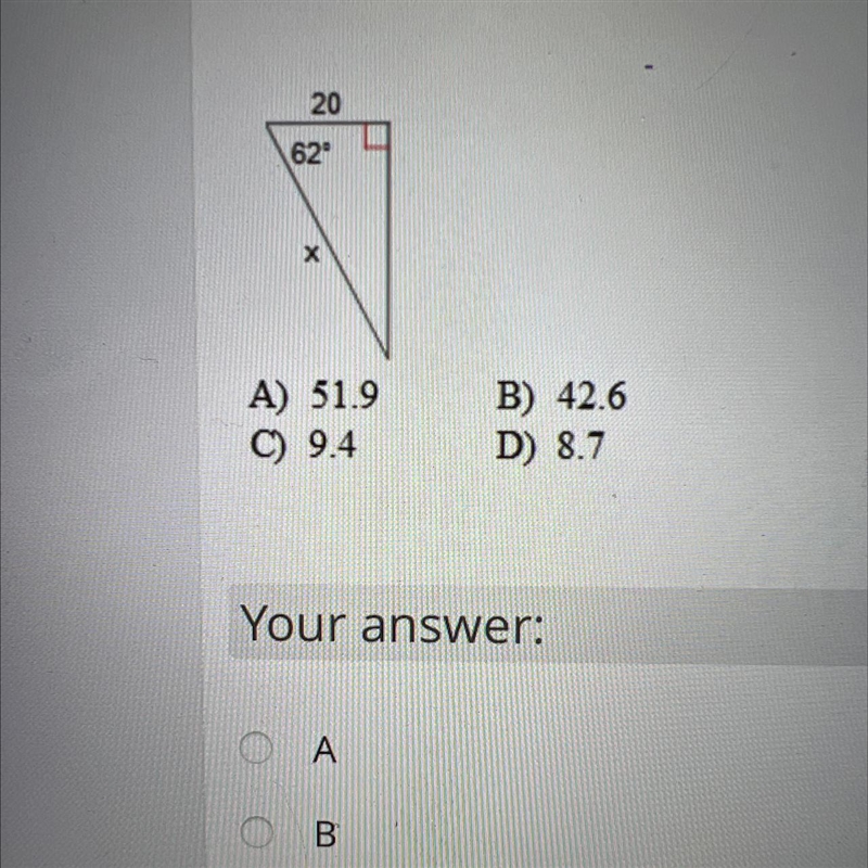 Find the missing side or angle.-example-1