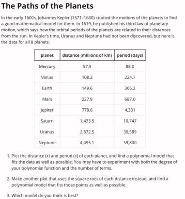 I need help. Question 4 say a. Jupiter has a lot of moons. Here are the periods and-example-1