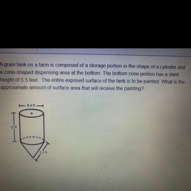 A grain tank on a farm is composed of a storage portion in the shape of a cylinder-example-1