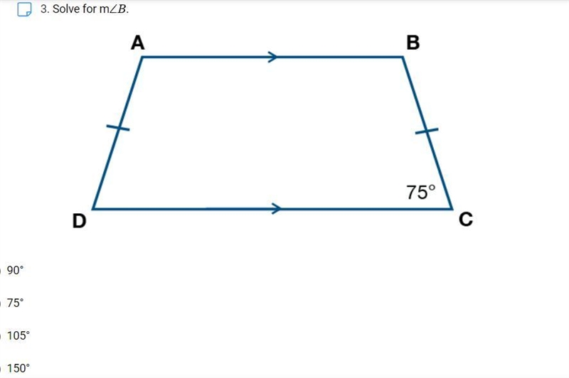 Solve for m. Quadrilateral 90° 75° 105° 150° 3 of 4-example-1