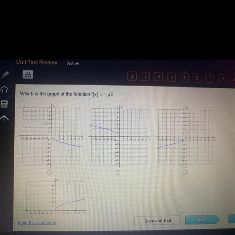 Which is the graph of the function f(x) = -√x644--5-5-3-2-13496 ? xTYY T--5-4-3-11 23 2S-example-1