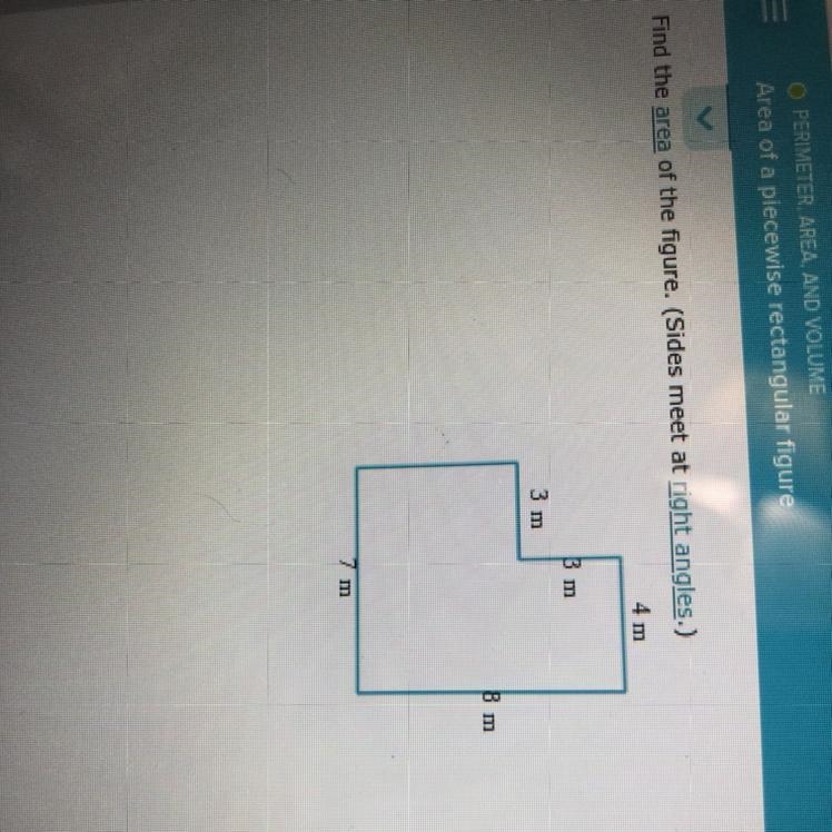 Find the AREA of the figure. (Sides meet at right angles.)-example-1