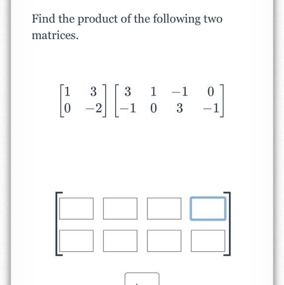 ( multiplying matrixes please help) Find the product of the following two matrices-example-1