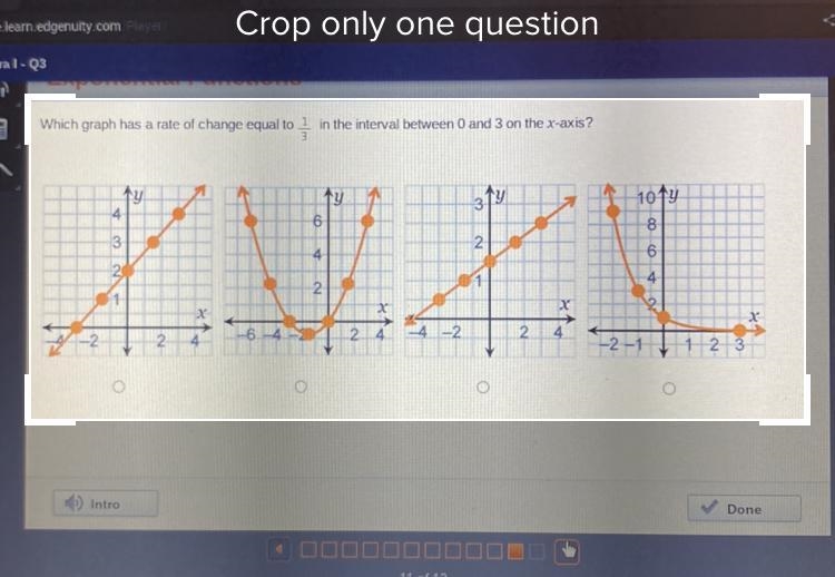 Which graph has a rate of change equal to in the interval between 0 and 3 on the x-example-1