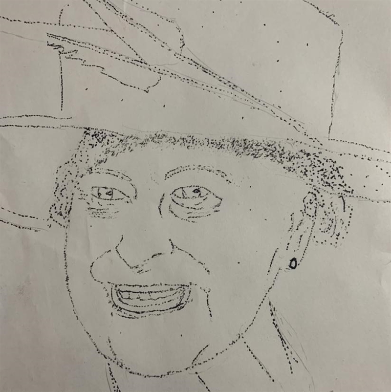 Rate my art HONESTLY It’s Queen Elizabeth II pointillism Any tips on how to fix her-example-1