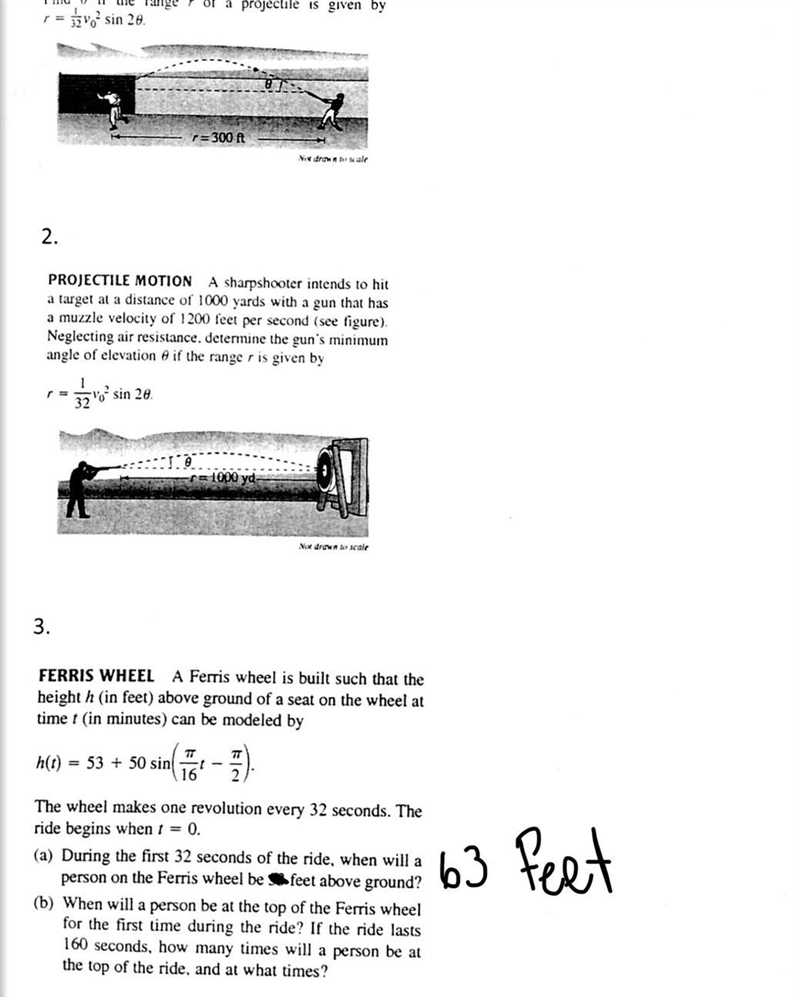 How do I solve for the ferris wheel problem? Also pi/6 should be 180/6-example-1