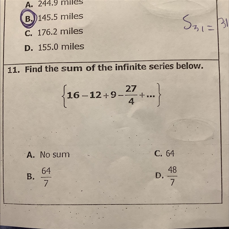 Find the sum of the infinite series below. URGENT!!!!!!!!!!!!!!!!-example-1