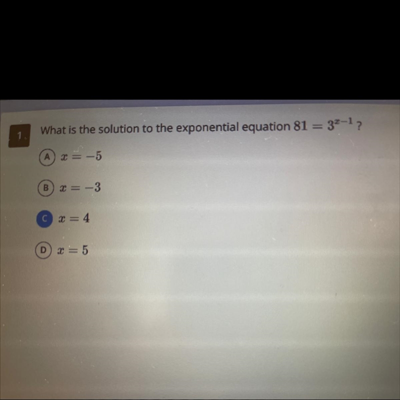 What is the solution to the exponential equation 8=3^x-1-example-1