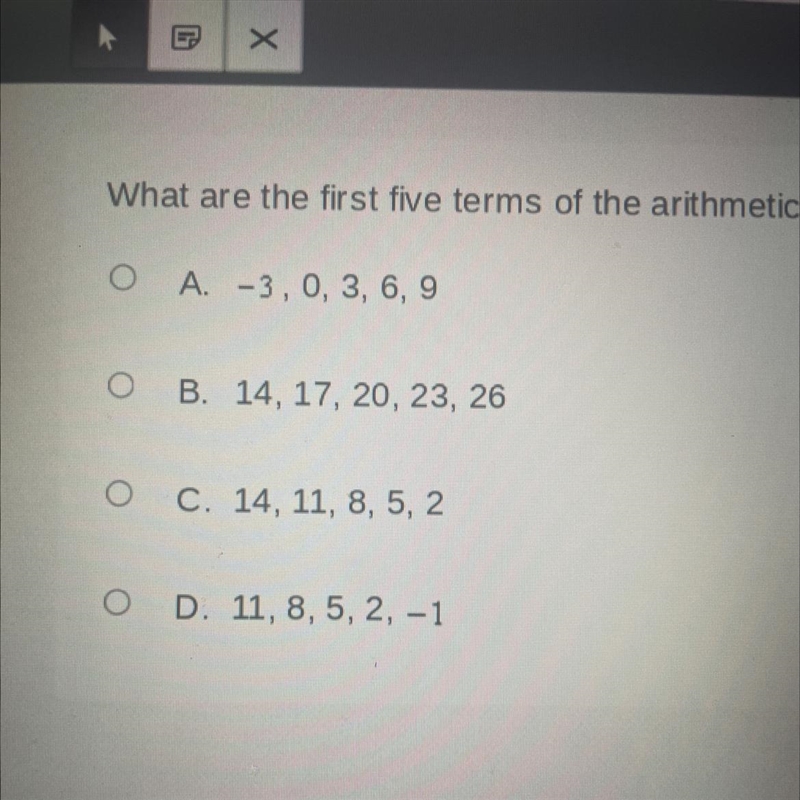 What are the first five terms of the arithmetic sequence defined explicitly by the-example-1