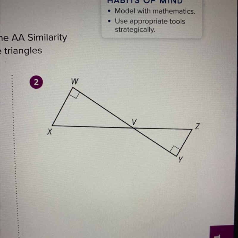 Identify the triangles that are similar by the AA similarity theorem. explain how-example-1