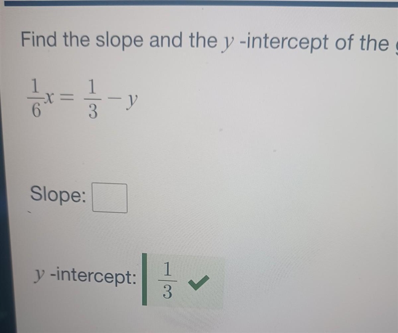 Find the slope and the y-intercept of the graph of the linear equation. Write your-example-1