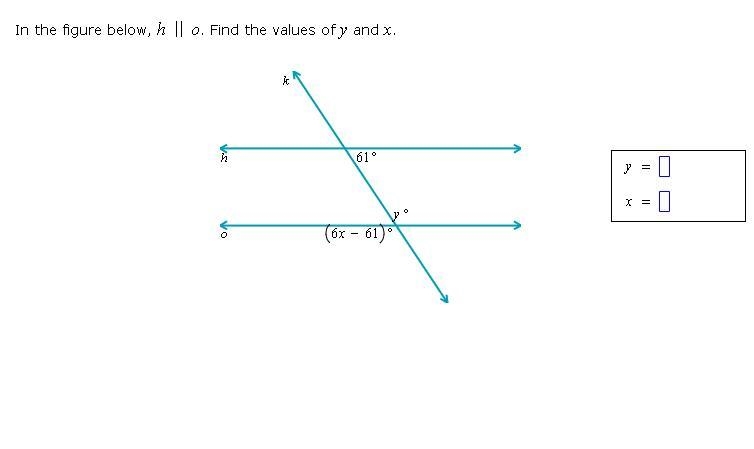 In the figure, h II o find the value of x and y-example-1