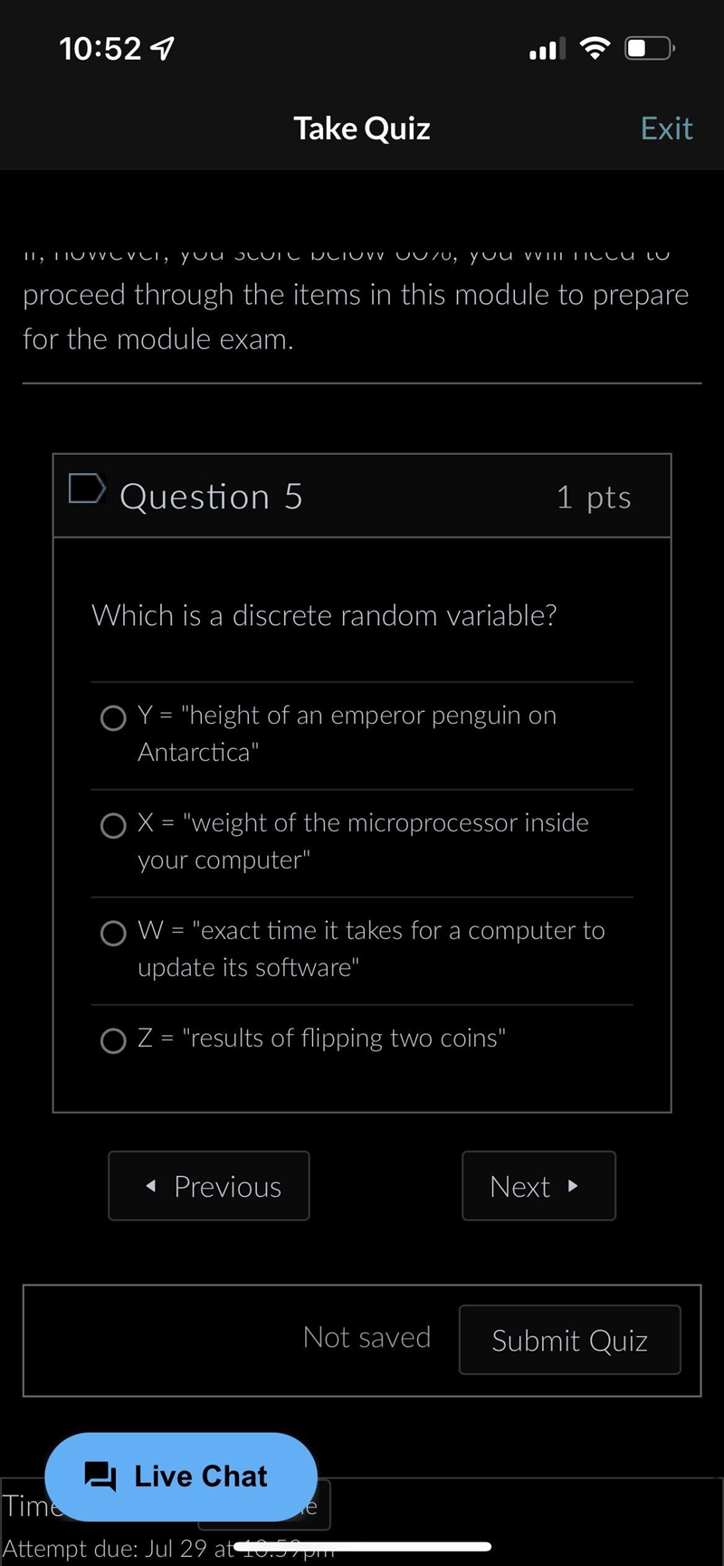 Which is a discrete random variable?-example-1