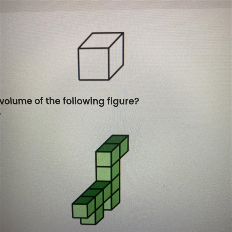 Is 1 cubic unit. What is the volume of the following figure? All of the cubes are-example-1