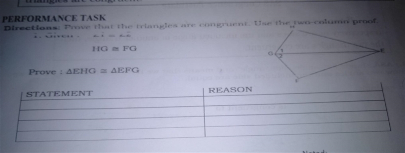 Answer this please prove triangle are congruent if the two column proof​-example-1