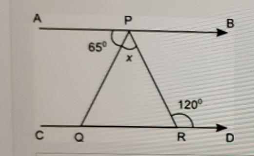 In the figure shown, line AB is parallel to line CD. Part A: What is the measure of-example-1