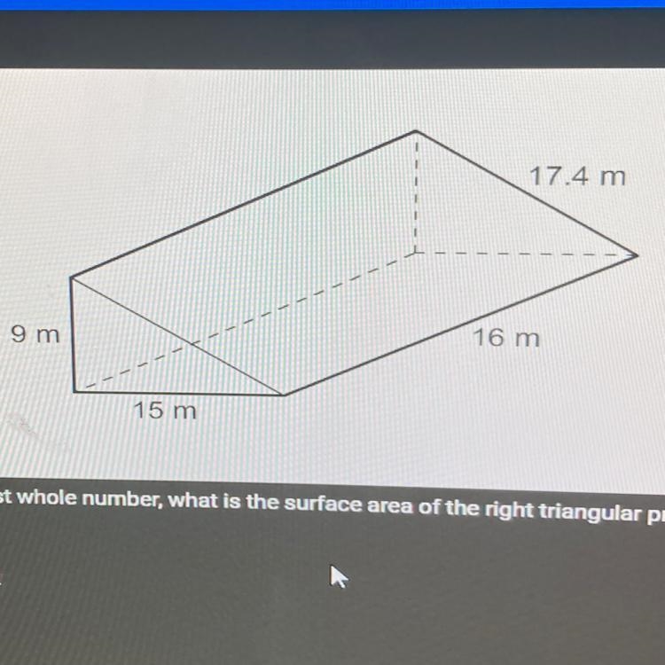 To the nearest whole number, what is the surface area of the right triangular prism-example-1