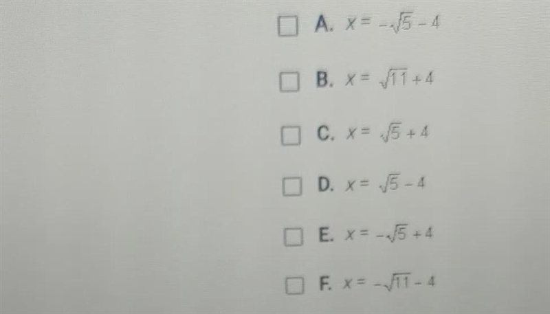 Which of the following are solutions to the equation below? Check all that apply. X-example-1