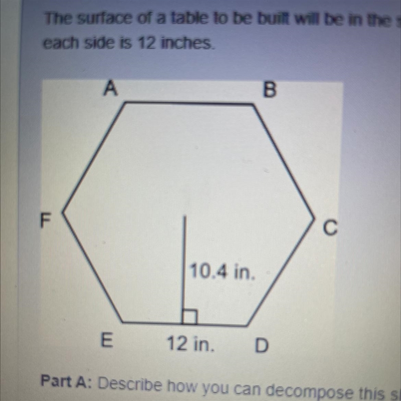 Part A: describe how you can decompose this shape into triangles. (2 points) Part-example-1