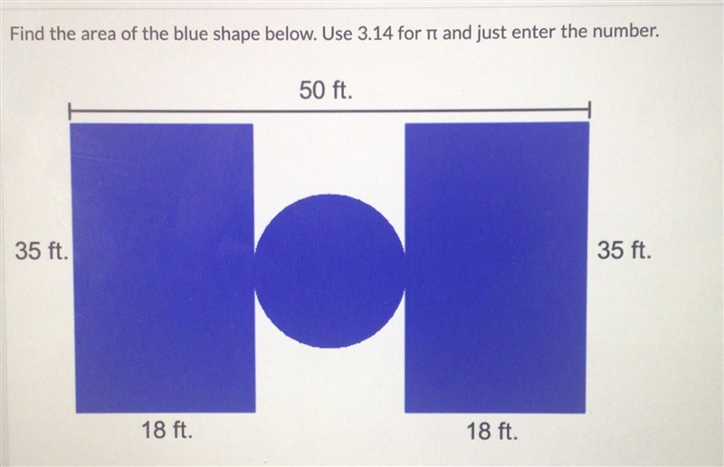 Find the area of the blue shape below. Use 3.14 for π If anyone knows the answer please-example-1