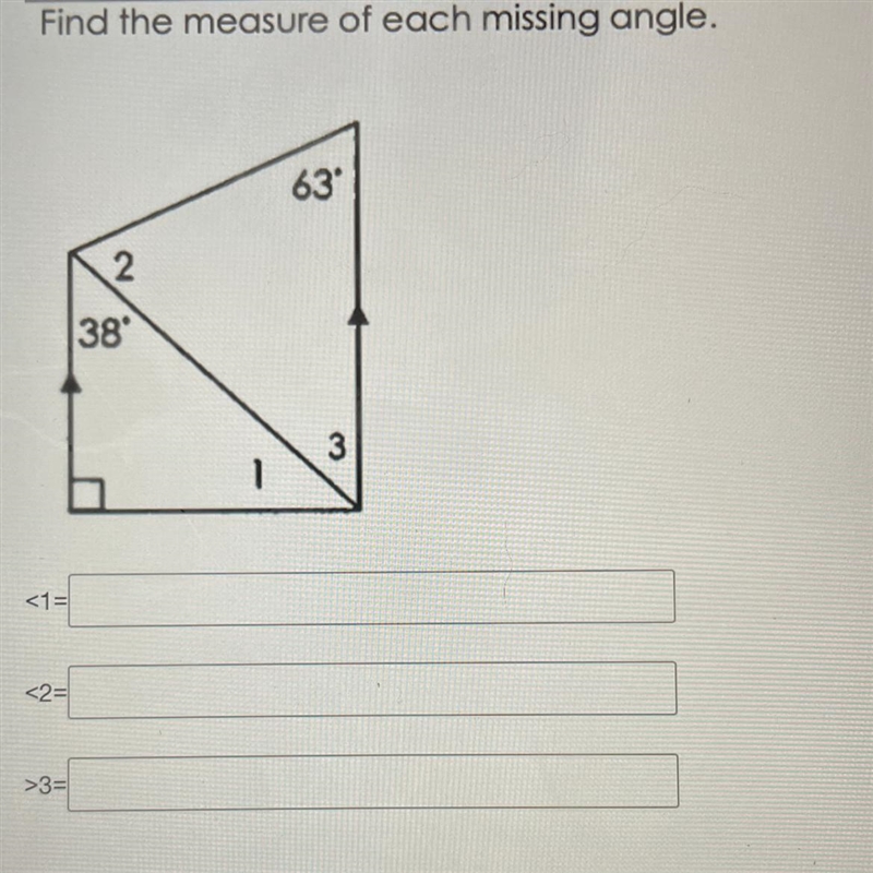 Find the measure of each missing angle.-example-1