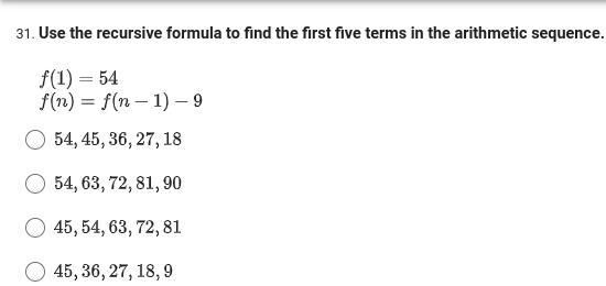 Use the recursive formula to find the first five terms in the arithmetic sequence-example-1