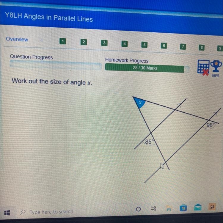 Work out the size of angle x.-example-1