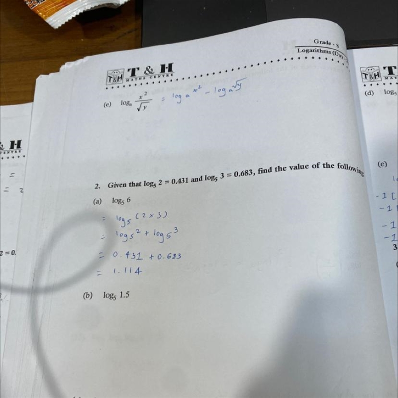 Log 2 base 5 = 0.431 Log 3 base 5 = 0.683-example-1