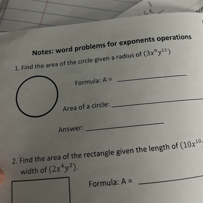 Find area of circle given radius of (3x^9 y^11)-example-1