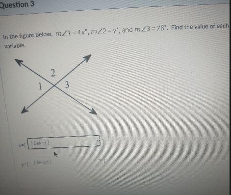 In the figure below, mZ1 - 4x", mZ2 ", and m 23 = 76". Find the value-example-1