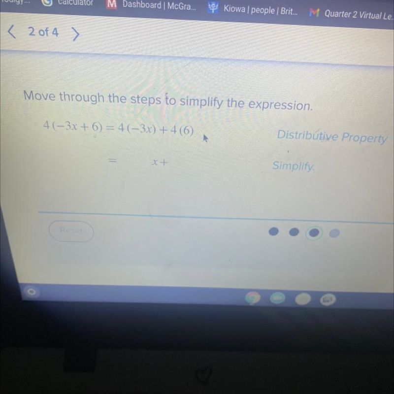 4 (-3x+ 6)=4 (-3x) + 4 (6)-example-1