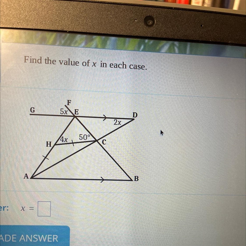 Find the value of x in each case-example-1