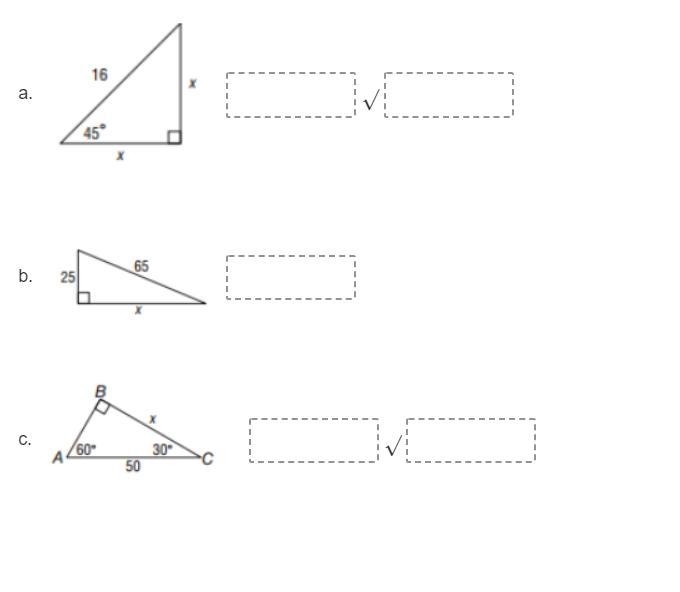 Find the value of x in each figure-example-1