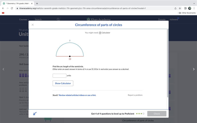 **PLS HELP** Find the arc length of the semicircle. Either enter an exact answer in-example-1