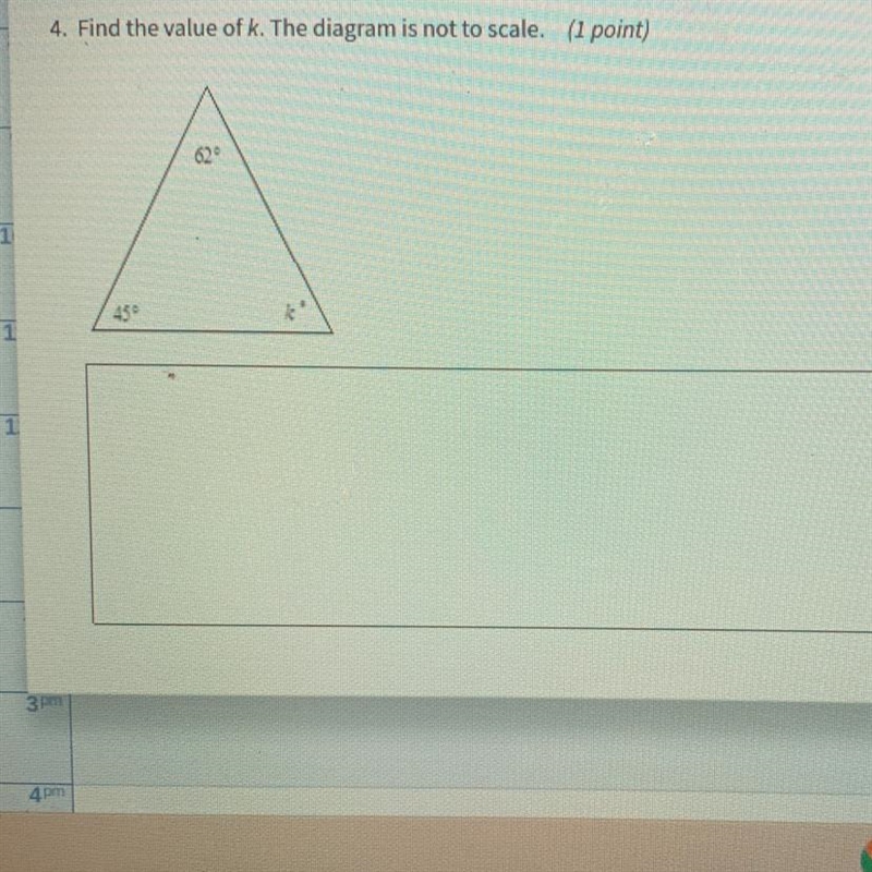 Find the value of k. The diagram is not to scale.-example-1