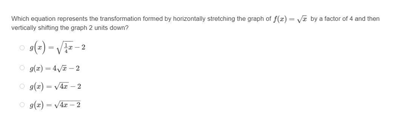 Which equation represents the transformation formed by horizontally stretching the-example-1