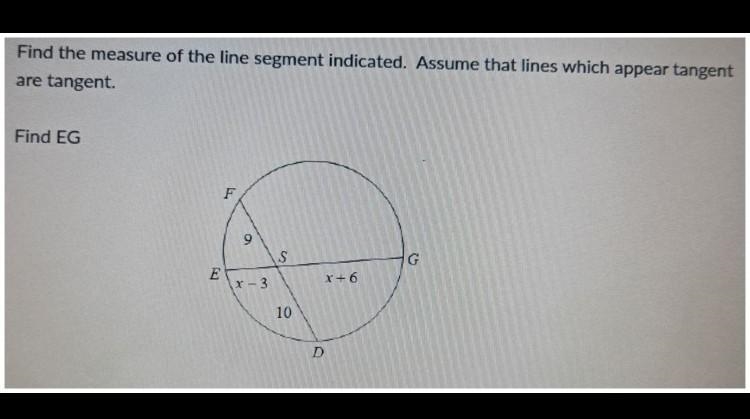 help plsSolve for [x]. Assume that lines which appear Tangent are Tangent. Find EGa-example-1