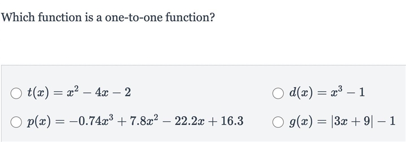 Which function is a one-to-one function?-example-1